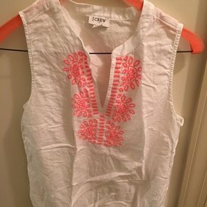 J.crew sleeveless embroidered top/tunic size 0
